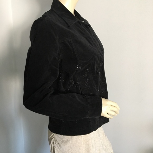 Black embroidered utility jacket velvet - Picture 4 of 7